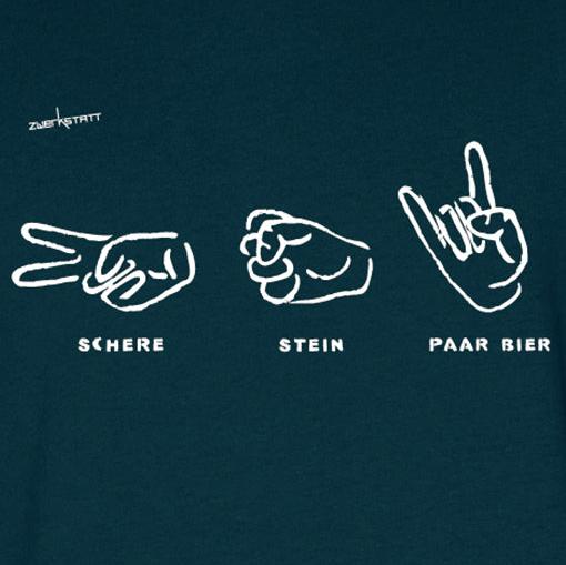 Schere Stein Paar Bier